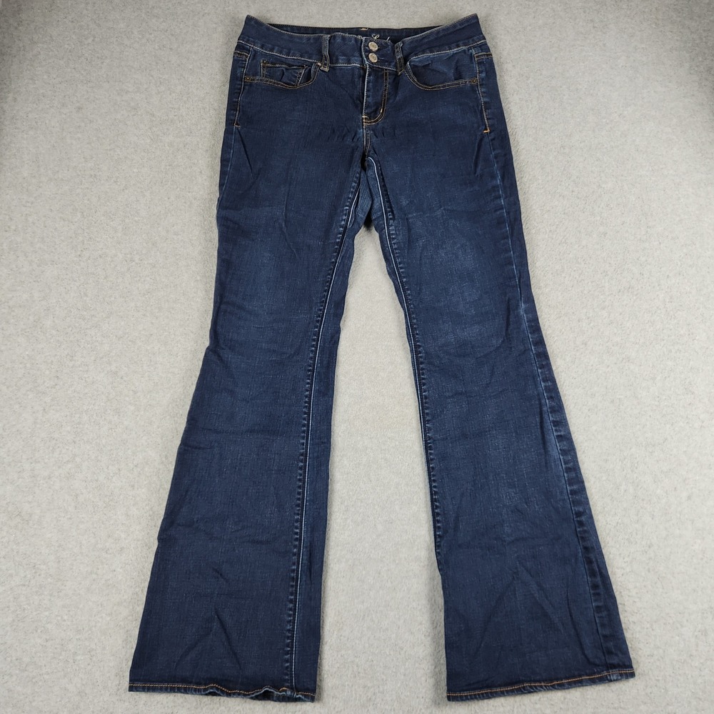 American Eagle Artist Flare Jeans Women 10 Blue Denim Super Stretch High Waisted